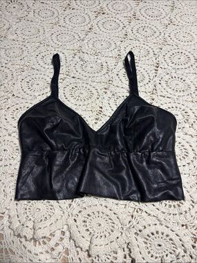 Commando Black Faux Leather Bralette Top